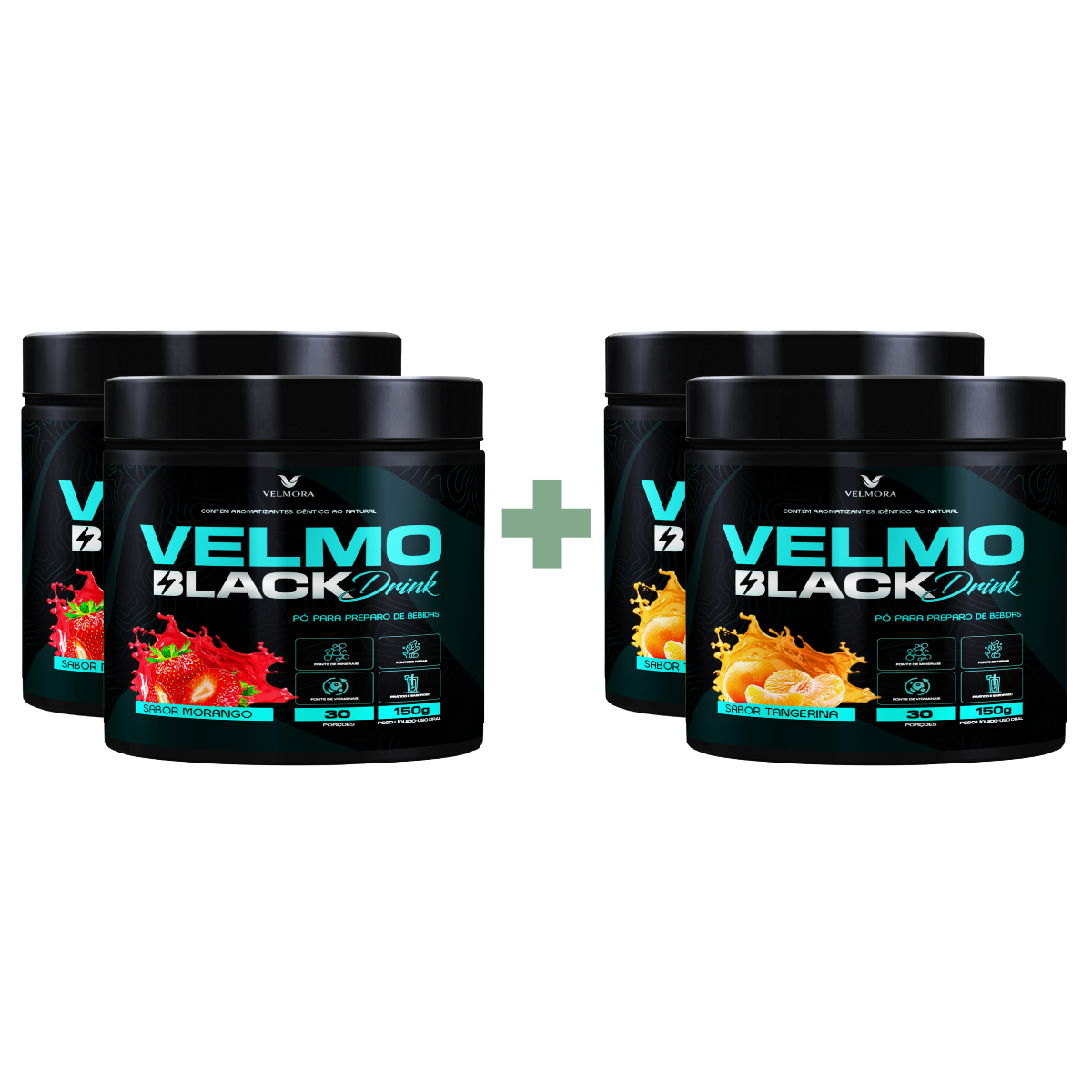 COMBO - 2 Velmo Black Morango + 2 Velmo Black Tangerina