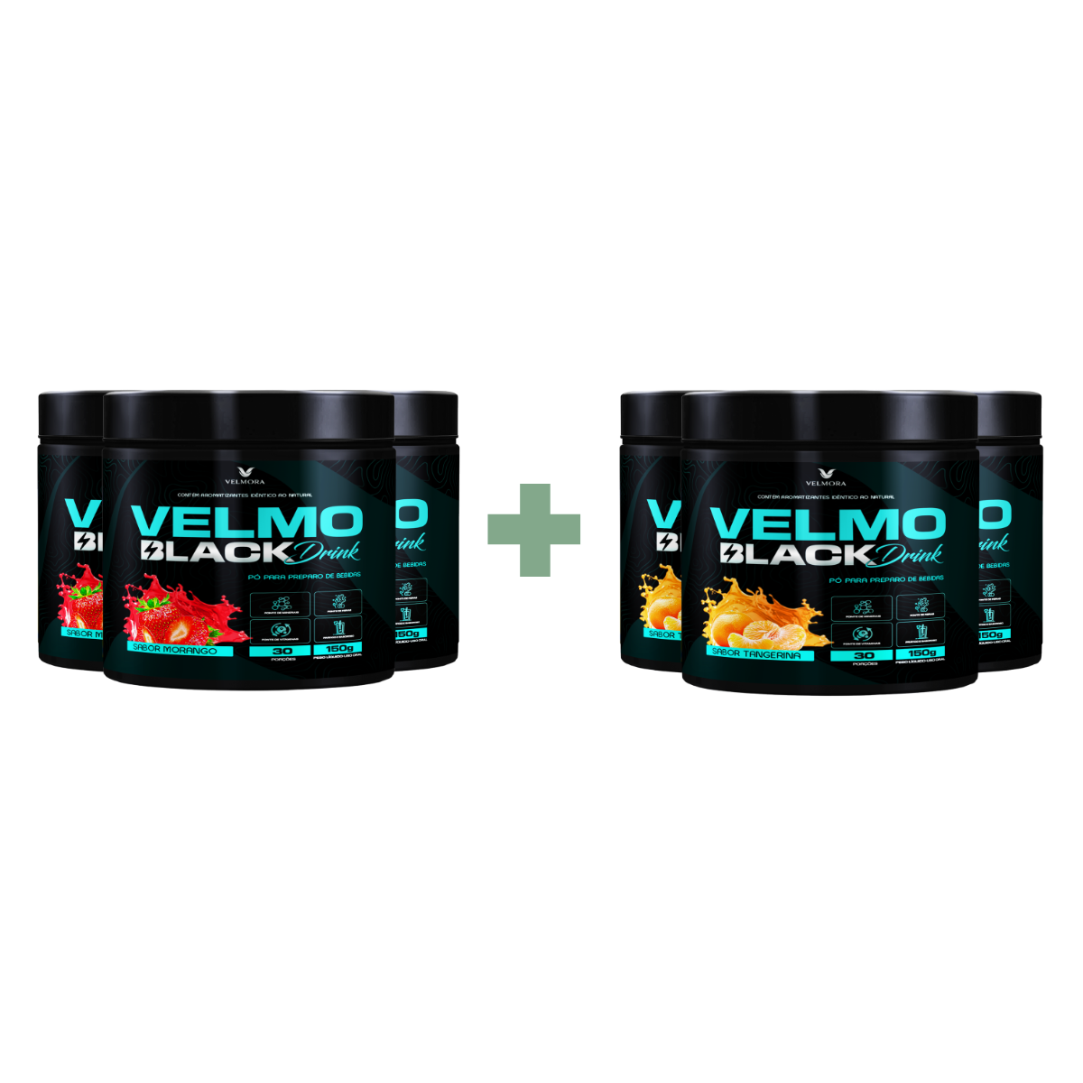 COMBO - ⁠3 Velmo Black Morango + 3 Velmo Black Tangerina